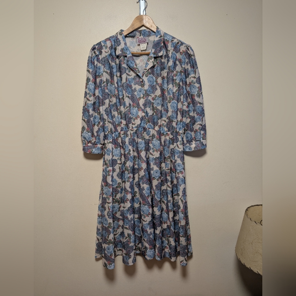 Vintage California Looks Floral Paisley Midi Dress Size 18P